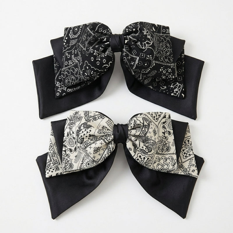 Monochrome Print Ribbon Claw Clip Duo product view on a clean white background