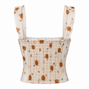 Apricot Rose Lace Corset Top back view on a clean white background