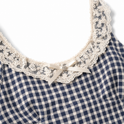 Blue Gingham Lace Cami Top fabric and construction detail