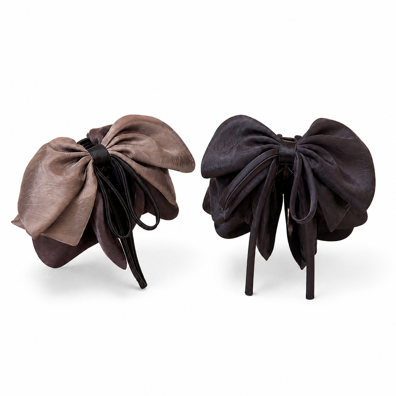 French Satin Ribbon Claw Clip on a pure white background with a natural product shadow