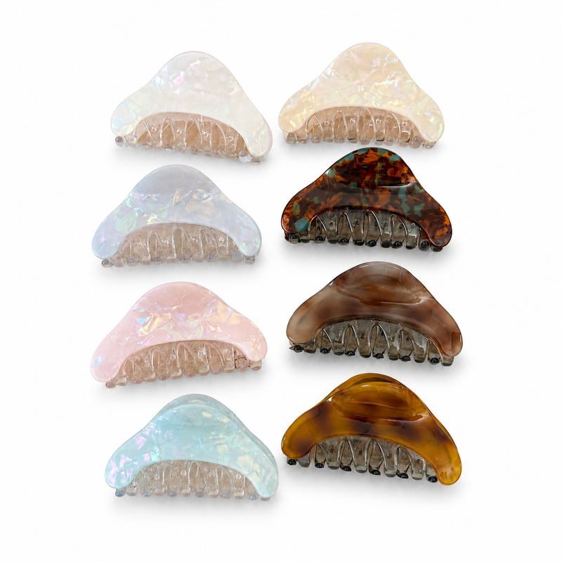 Iridescent Mini Claw Clip Set on a pure white background with a natural product shadow