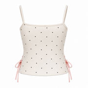 Ivory Polka-Dot Bow Cami Top back view on a clean white background