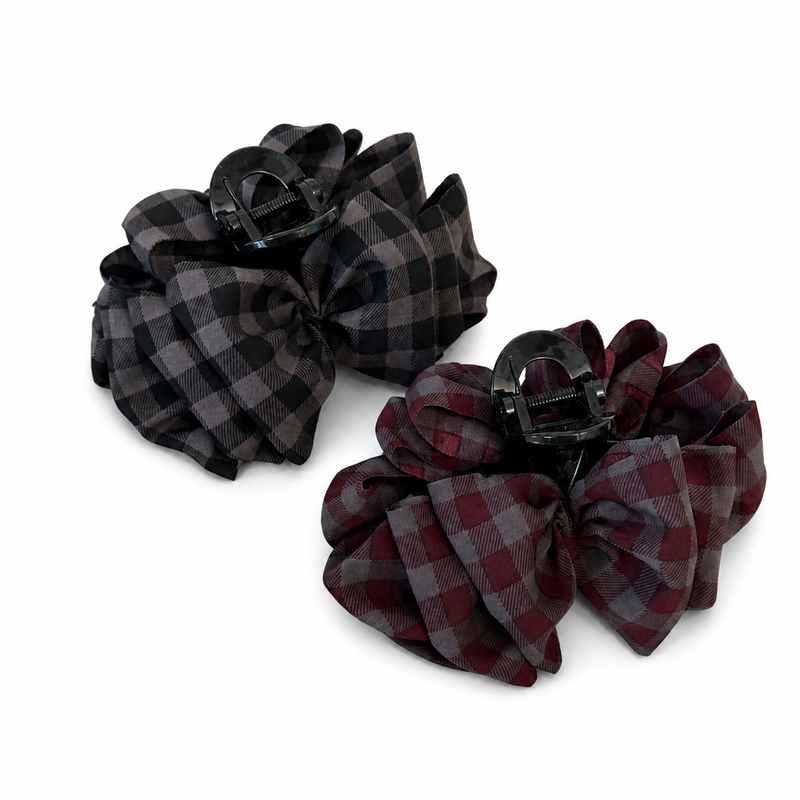 Plaid Cloud Claw Clip Duo on a pure white background with a natural product shadow