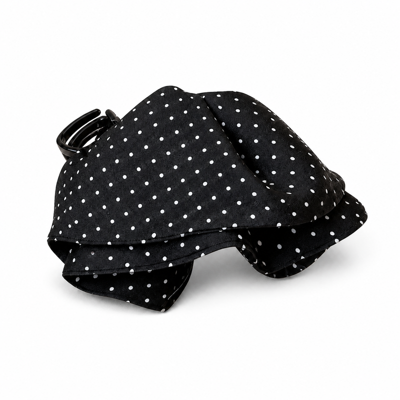 Polka-Dot Skirt Bow Ponytail Clip on a pure white background with a natural product shadow