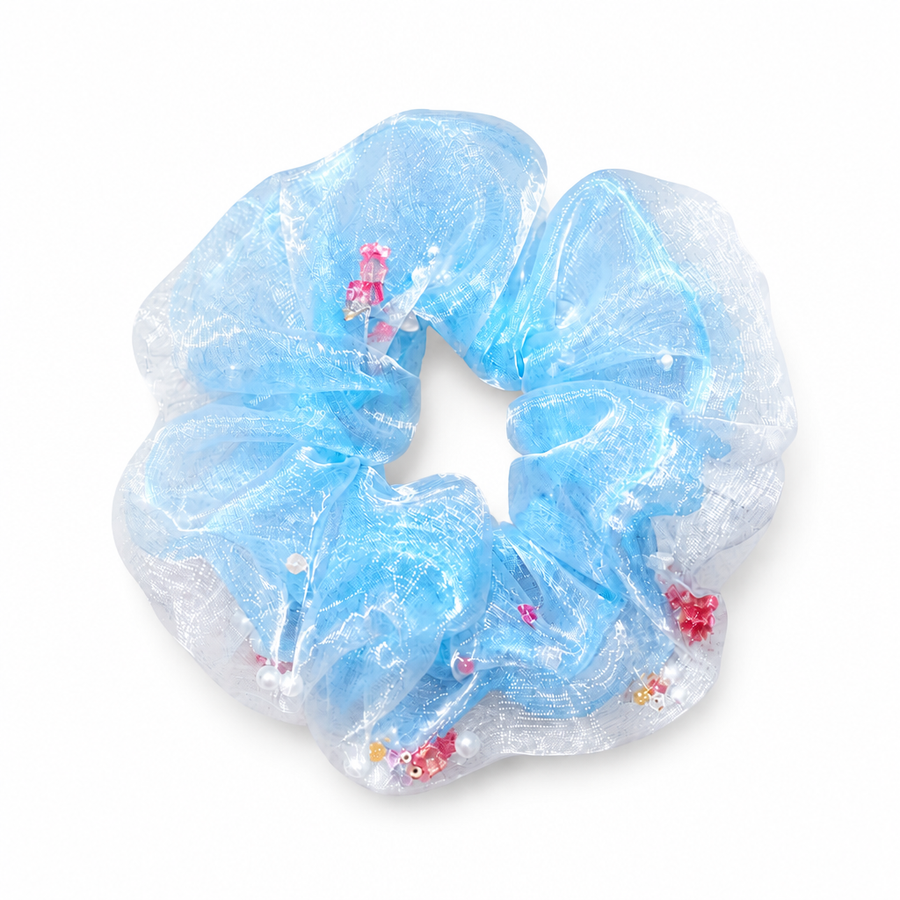 Goldfish Bubble Organza Scrunchie on a clean white background