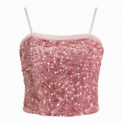 Starlight Sequin Bandeau Top in Blush Pink on a clean white background
