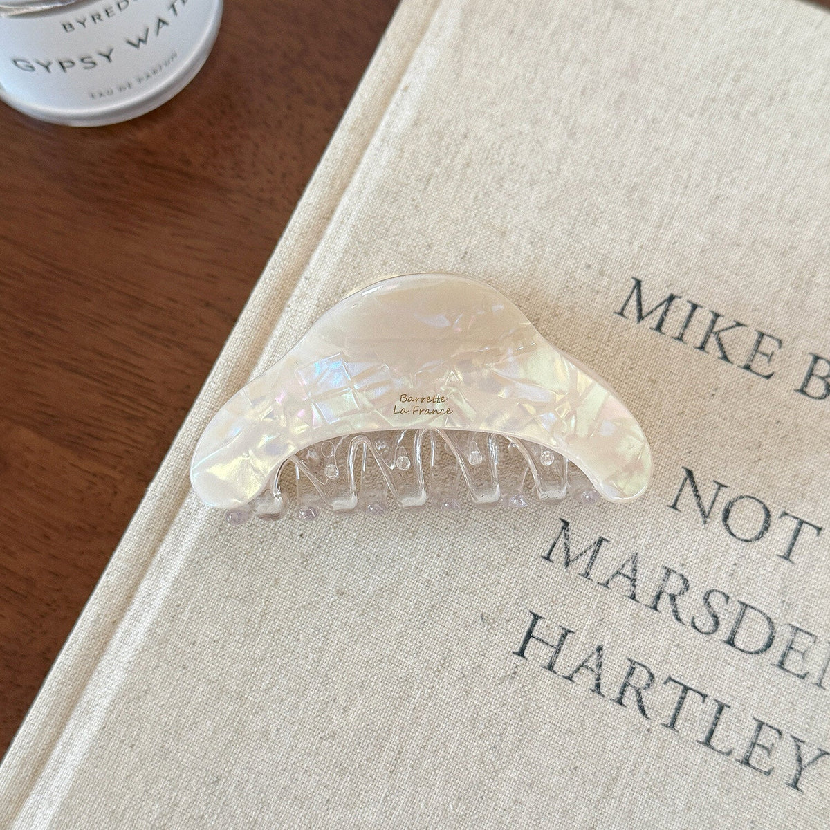 Iridescent Mini Claw Clip Set — Champagne Pearl