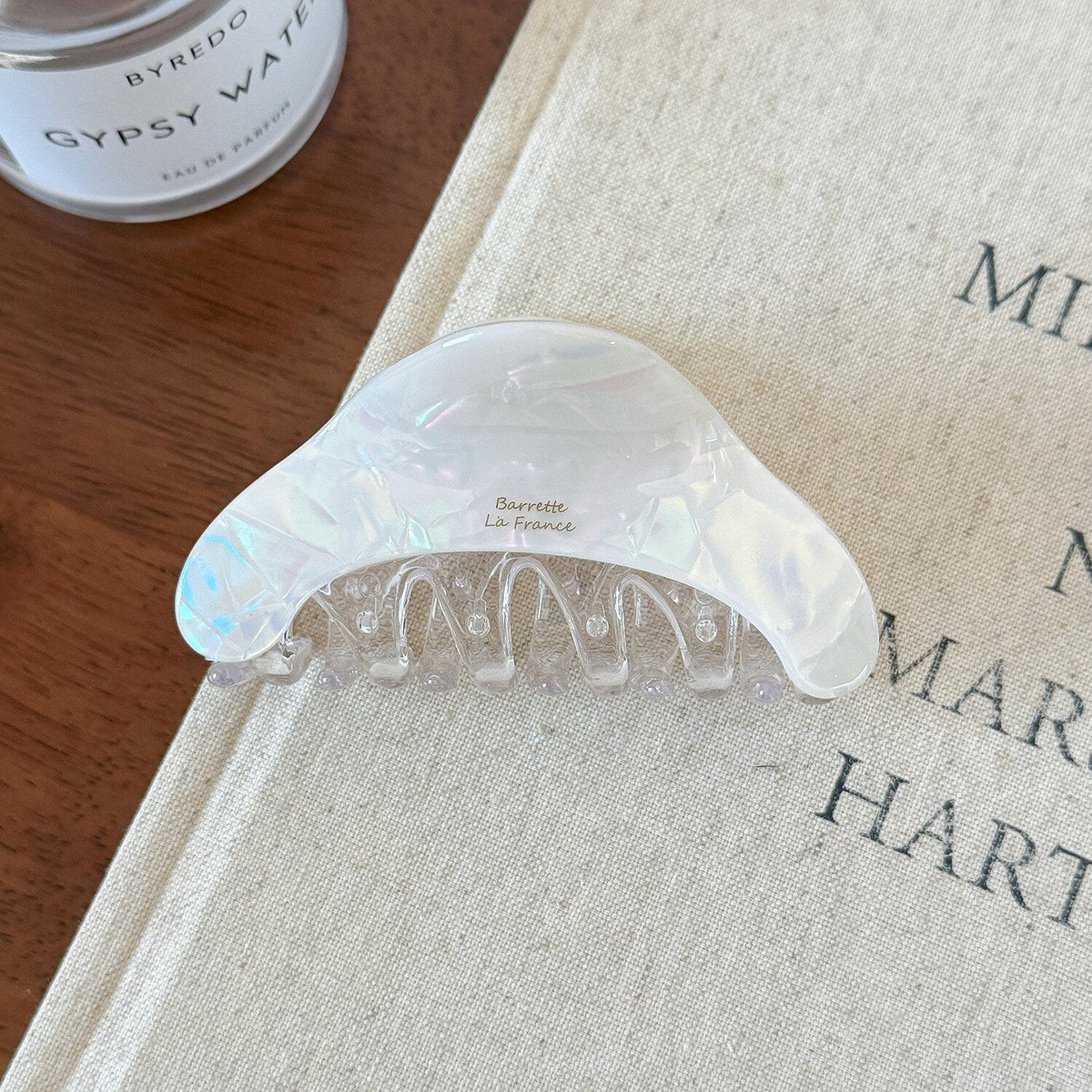 Iridescent Mini Claw Clip Set — Pearl White