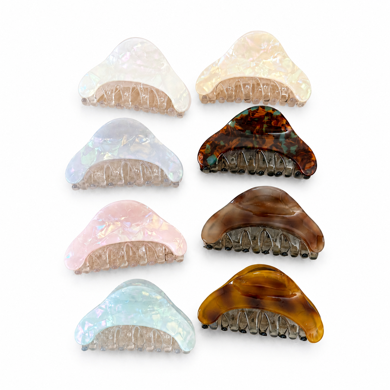 Iridescent Mini Claw Clip Set on a white background
